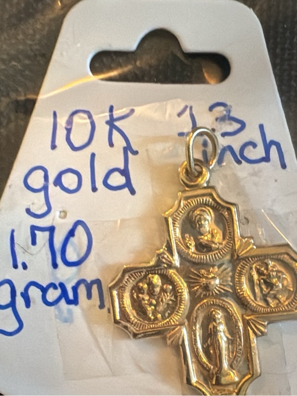 10K Gold Religious Cross Pendant - Yellow Gold